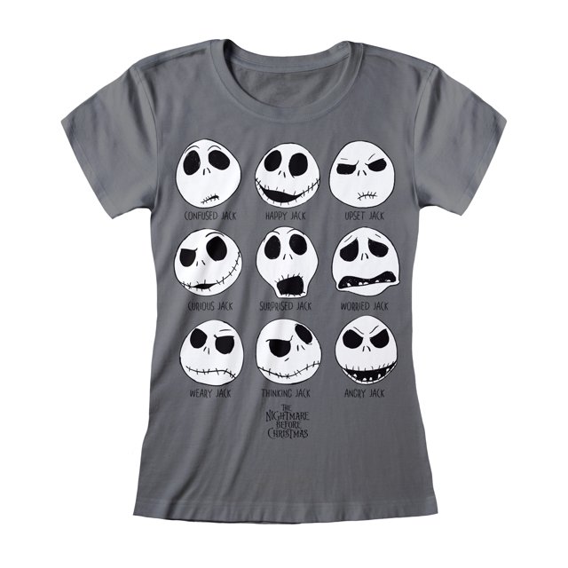 Pesadilla Antes de Navidad - Camiseta Jack Skellington para Mujer (Gris Carbón)
