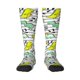thumbnail image 1 of Fotbe Funny Dinosaurs on Stripes Calcetas Divertidas Estampadas para Hombre y Mujer, Calcetas de Algodón hasta la Rodilla para Caminar, Correr, Enfermería y Embarazo, 1 of 6