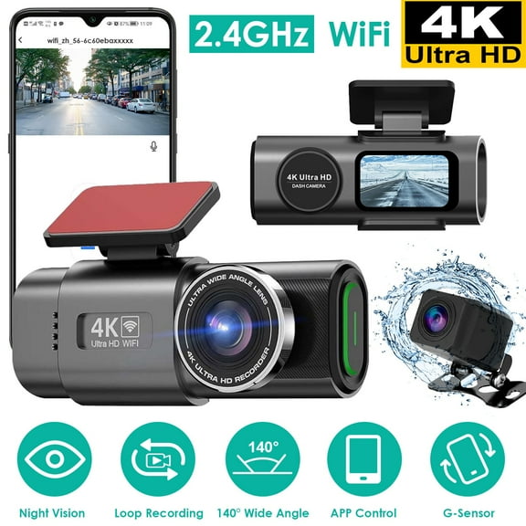 iMounTEK 4K/1080P Car Dash Cam 2.4GHz WiFi 140° Wide Angle Night Vision G-sensor Loop Recording