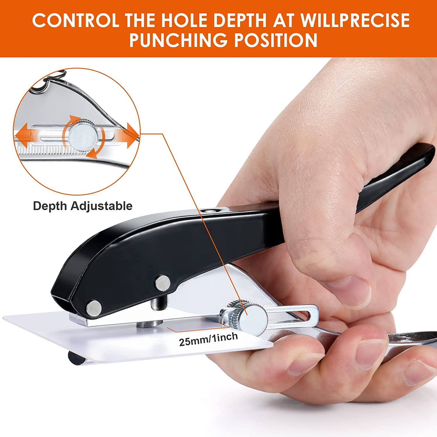 Hole Punch 5/16 inch-8mm Single Punch,Heavy Duty Puncher Single,Paper Portable Held Long for Paper Cards Plastic Cardboard