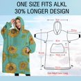thumbnail image 4 of Oversized Wearable Blanket Hoodie,Blue Sunflower Polka Dot Pattern Sherpa Blanket Hoodie with Super Pockets,Super Warm Fuzzy Pullover for Women & Men, 4 of 6