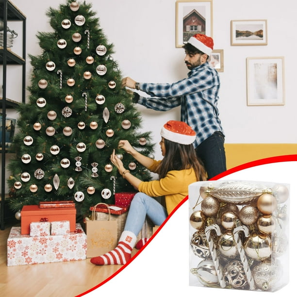 40pcs Christmas Ball Set, Christmas Tree Window Display, Shopping Mall Decoration Pendant, Holiday Ornament, Festive Home Decor, Foldable Stand, Metal Frame, for Office