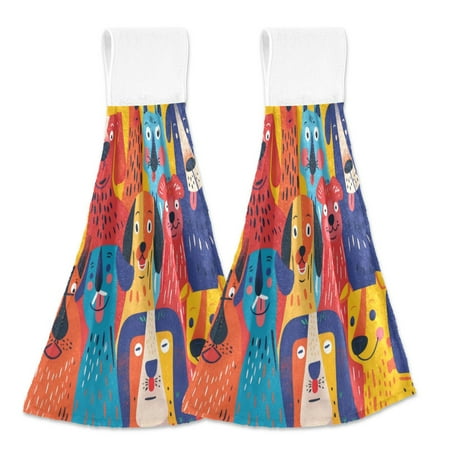 

2 Bathroom Towels Kitchen Towels 18.2x14In Velcro Hand Wipes Dish Cloths & Dish Towels Washroom Towels Face Towel Hand Wipes Color Cartoon Dog Seamless