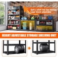 thumbnail image 3 of 40"W Metal Garage Shelving Unit, 5 Tier Heavy Duty Adjustable Storage Rack, Steel Shelving, 3020 lbs, Industrial Shelves for Heavy Tools & Equipment, Ideal for Garage, Basement, Home, Black, 63"H, 3 of 8