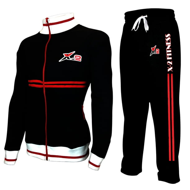 X-2 - Mens Athletic Activewear Color Full Zip Fleece Tracksuit Jogging Sweatsuit - Walmart.com