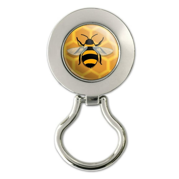 Bee on Honeycomb Magnetic Metal Eyeglass ID Badge Holder