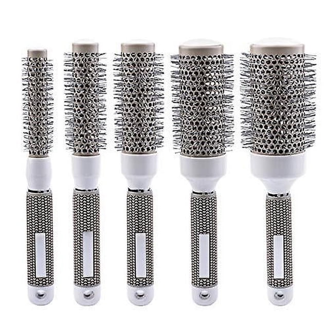 Cepillo para secador de pelo, cepillo redondo para secado con secador, peinado con volumen, cerdas antiestáticas ligeras, cepillos de pelo redondos de 5 tamaños para todo tipo de cabello