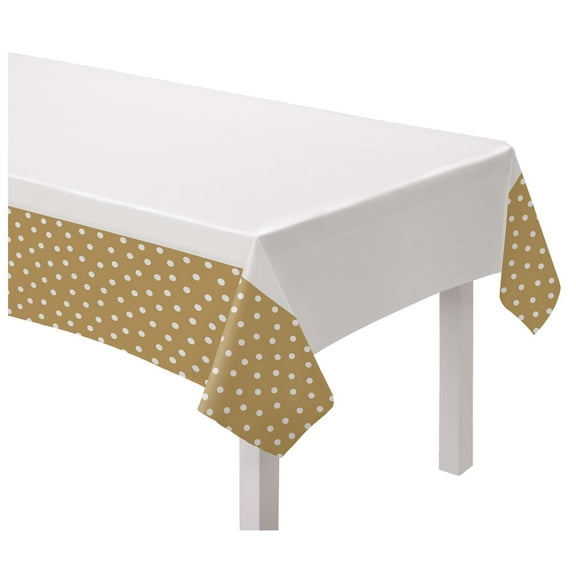 Gold Polka Dot Plastic Tablecover (1ct)