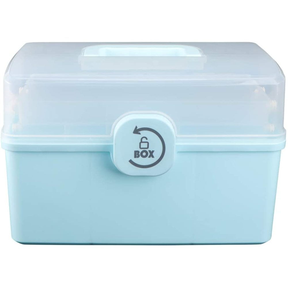 Red First Aid Clear Container Bin/Family Emergency Kit Storage Box w/Detachable Tray