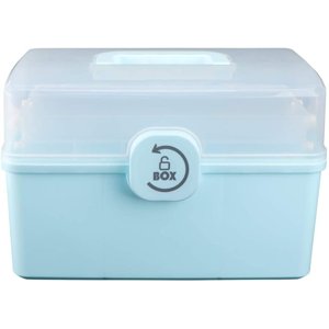 Red First Aid Clear Container Bin/Family Emergency Kit Storage Box w/Detachable Tray