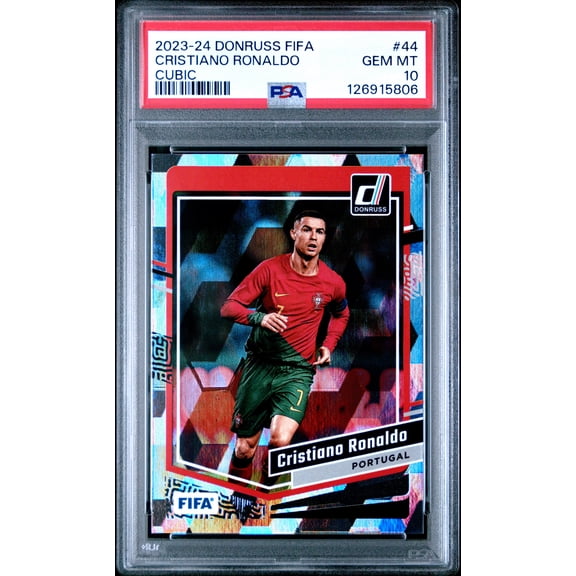 Cristiano Ronaldo 2023 24 Donruss FIFA Cubic Soccer Card #44 Graded PSA 10 Cert #126915806