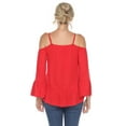 thumbnail image 3 of White Mark Women's Cold Shoulder Ruffle Sleeve Top, 3 of 5