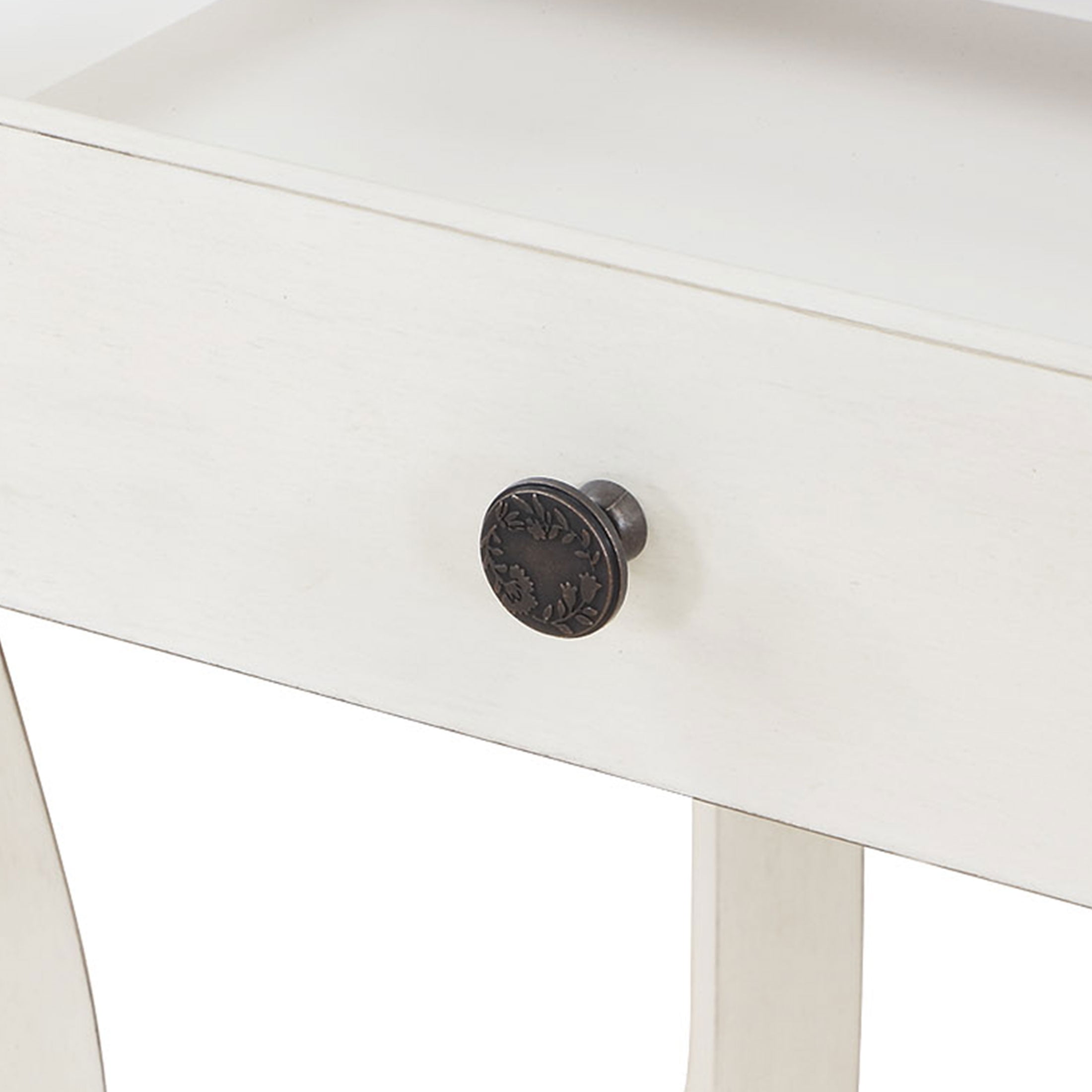 The Pioneer Woman Vanity Set and Stool with Tri-Fold Mirror and Made With Solid Wood Frame, White