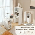 thumbnail image 4 of Stretchable desk, office desk with storage shelves and mobile wheels, foldable desk suitable for small apartments and offices, white marble, 4 of 5