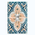 thumbnail image 1 of Metal Light Switch Plate Cover Peach Blue Floral Tile Pattern TIL023, 1 of 13