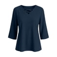 thumbnail image 5 of TGSLY V Neck Criss Cross Tops for Women Lightweight Soft 3/4 Sleeve Solid Color Shirts Relaxed Casual Trendy Early Fall Blouses XXL, 5 of 7