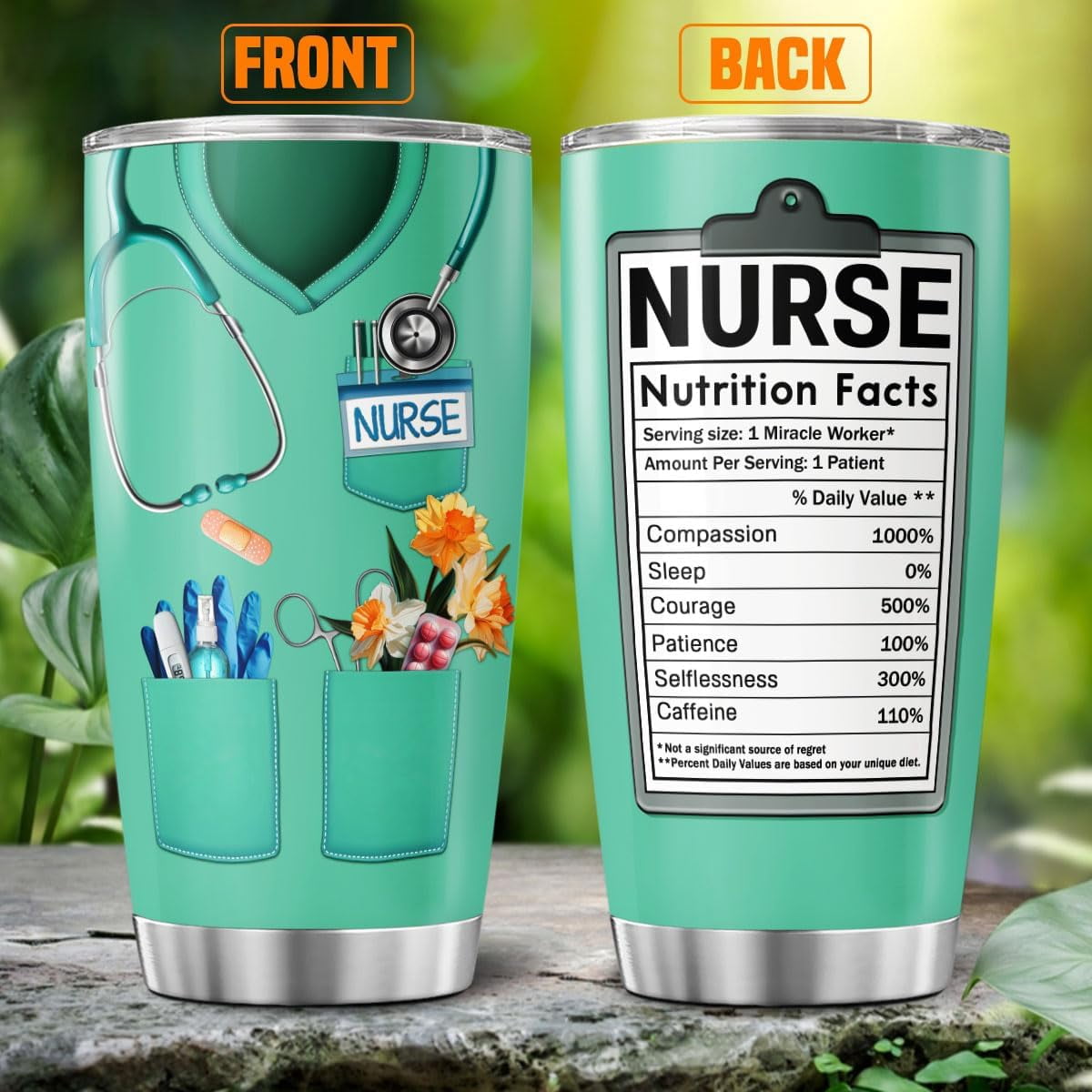 Nurse Nutrition Facts, Tumbler 20 Oz With Lid And Straw, Women Coffee Nurses Week School For Nursing Cups Tumblers, Nurse Gifts