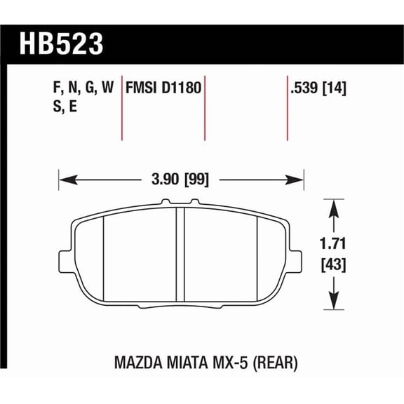 Hawk 2006-2006 Mazda MX-5 Miata Club Spec HPS 5.0 Rear Brake Pads