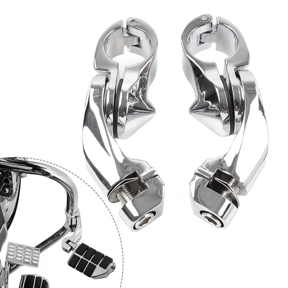 NS 1 Pair 1 1/4" 32MM Short Angled Adjustable Highway Foot Peg Footrest Mount Aluminum Chrome for Street Glide