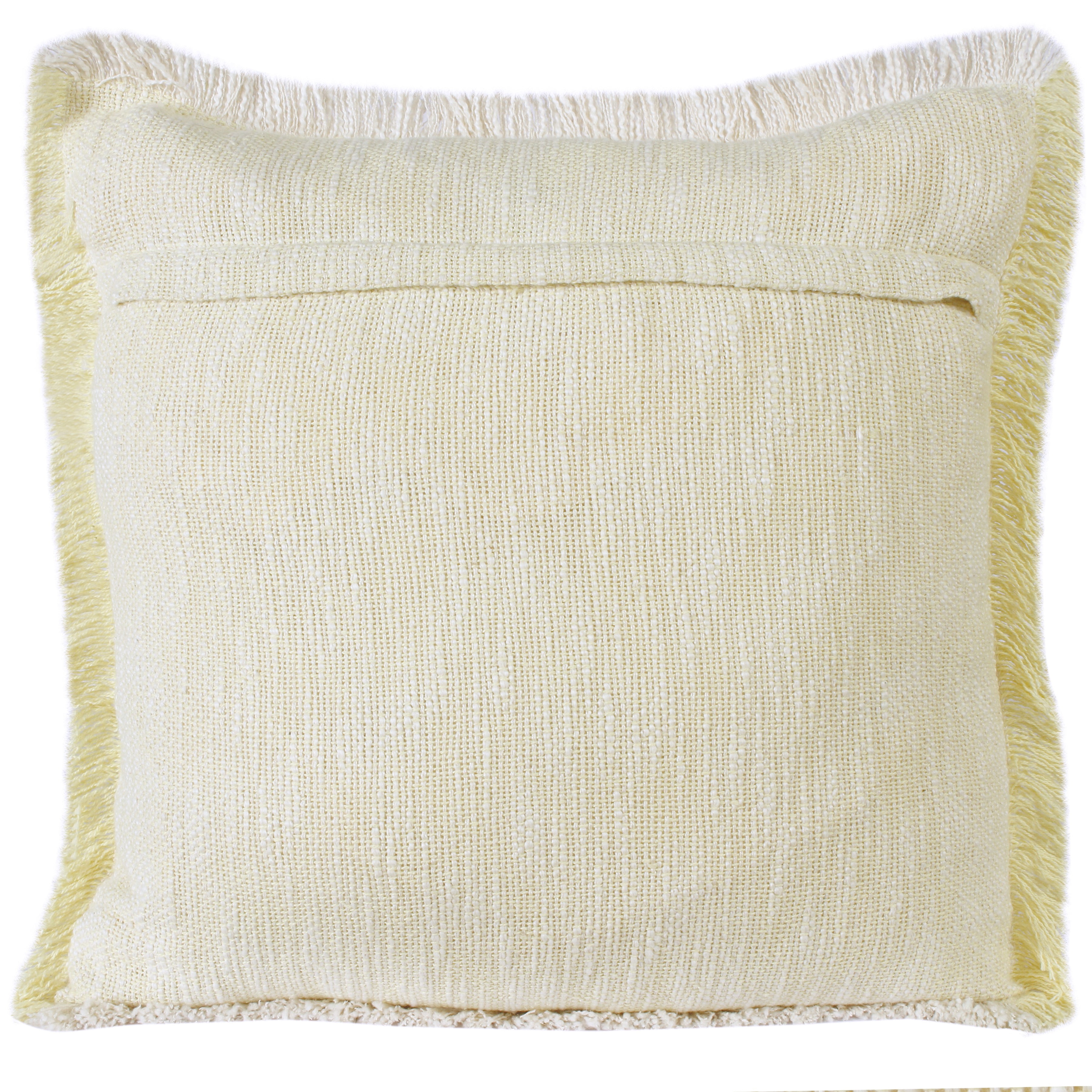 Ox Bay Bennett 20" x 20" Yellow/Ivory Solid Fringed Cotton Adult Decorative Throw Pillow Cover