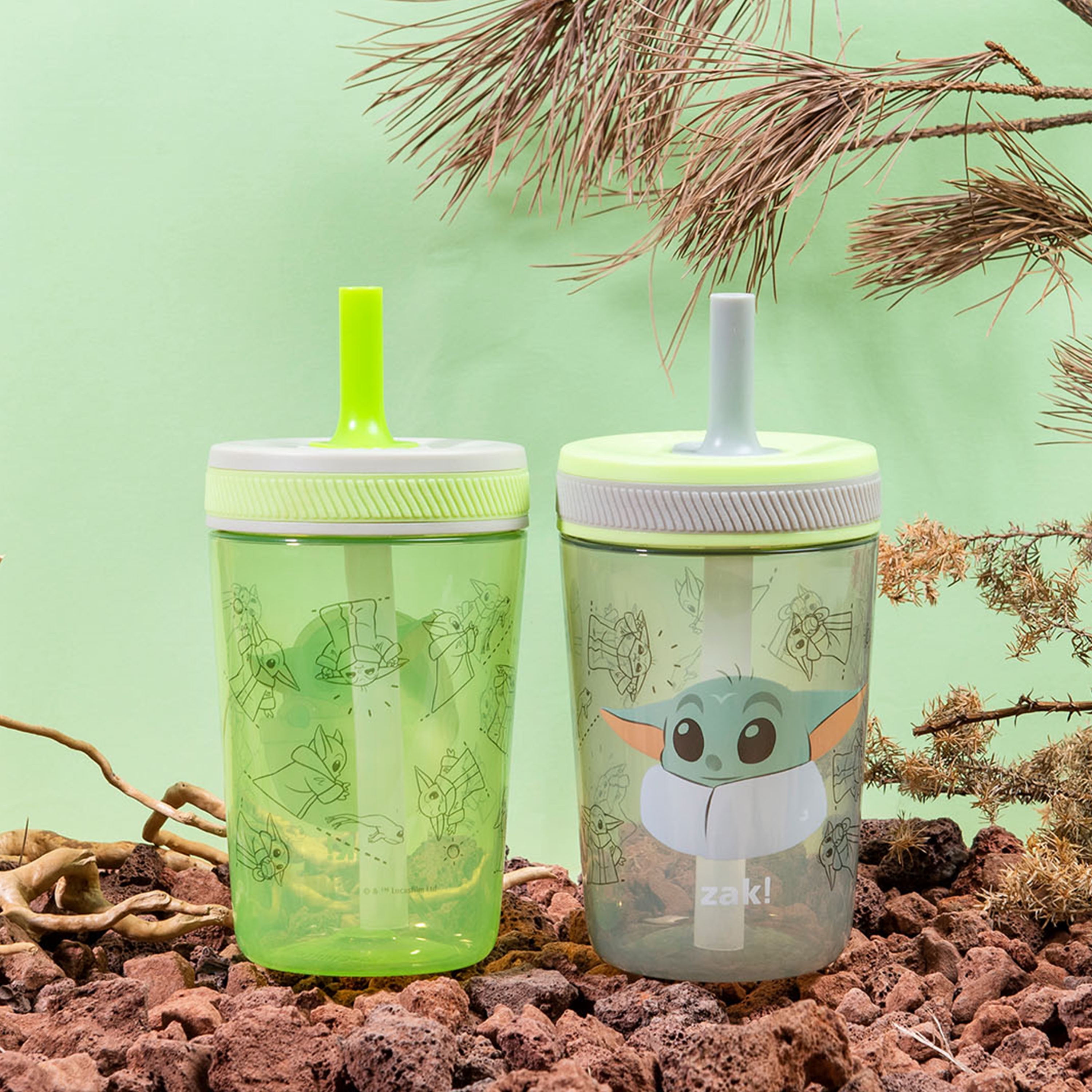 Zak Designs 15 oz Travel Straw Tumbler Plastic and Silicone with Leak-Proof  Straw Valve for Kids, 2-Pack Buzz Lightyear and Friends 