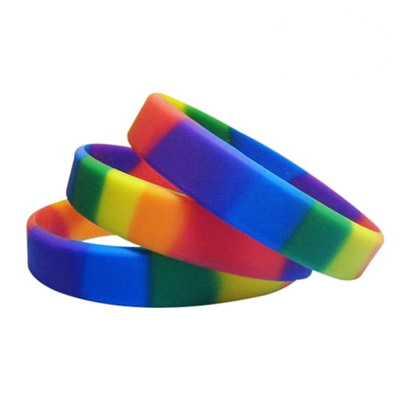 BESTONZON 10pcs Rainbow Silicone Rubber Bracelet Wristband Multi Color Sports Bangle Party Favor