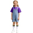 thumbnail image 5 of RTKFRFLM Kids' Denim Overall Shorts Set with Solid Color T-Shirt for Boys Girls School Stage Show 2 Piece Outfit Soft Breathable Daily Wear Trendy Elegant Clothing, 5 of 6