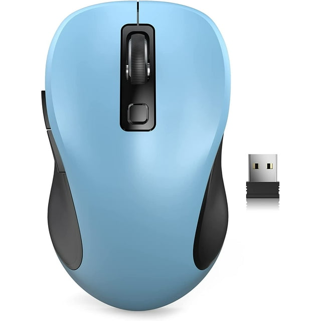 FrostHike Wireless Mouse for Laptop. 2.4G Ergonomic Computer Mouse with 3 Adjustable DPI Levels. Page Up & Down Buttons. USB Mouse for Chromebook. PC. Desktop. Notebook. MacBook (Sky Blue)