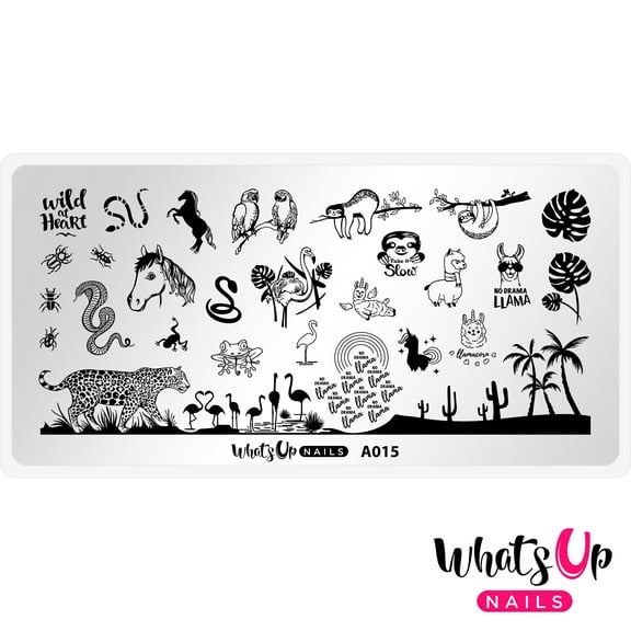 Whats Up Nails A015 Amazonian Cuddlers Metal Stamping Plate for Nail Art Design