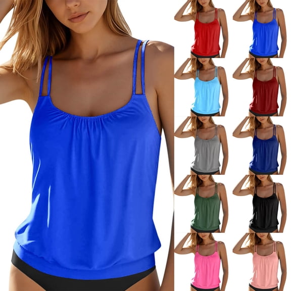 Womens 2026 Flowy Tankini Tops Only - Modest Bathing Suit Loose Fit Swimsuit Swim Tops No Bottom (Army Green, XL)