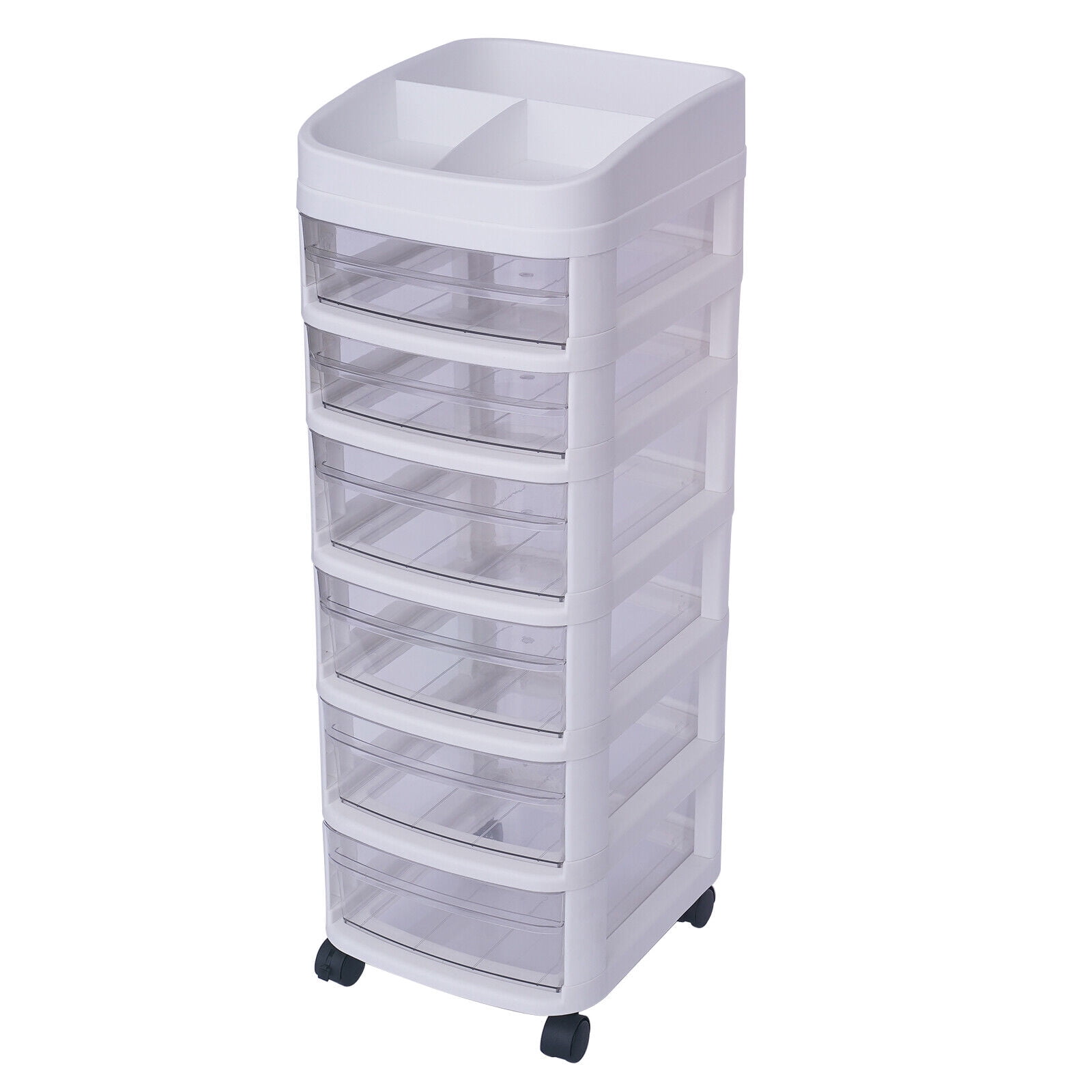 FETCOI Drawer Storage Cart Rolling Storage Cart Storage Drawer Cart Organizer Cart with 6 Plastic Drawers on Wheels Craft Storage Tower Drawers