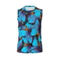 thumbnail image 6 of Lsque Blue Butterflies Print Men's Cotton Blend Sleeveless Muscle Shirts (S-3XL)- Moisture Wicking, Odor Protection, UPF 30+,XX-Large, 6 of 8