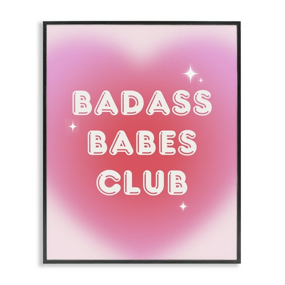Stupell Industries Bad*ss Babes Club Text & Numbers Painting Black Framed Art Print Wall Art, 11 x 14