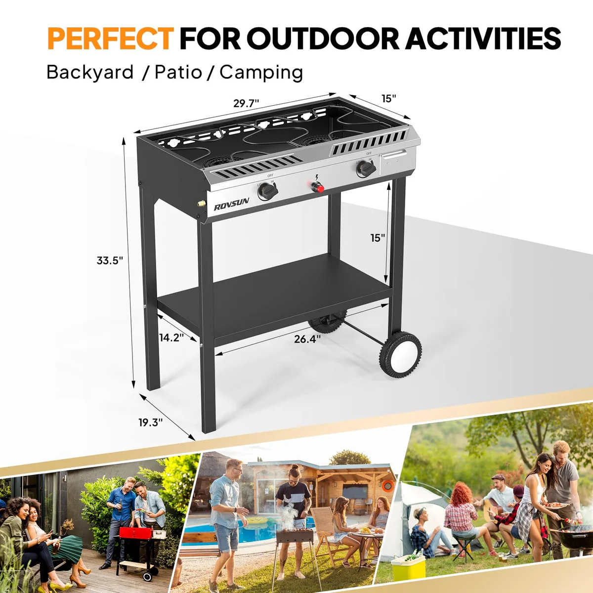 Ktaxon 2 Burner Propane Stove Gas Cooker with Auto Ignition 150,000 BTU for Outdoor Cooking