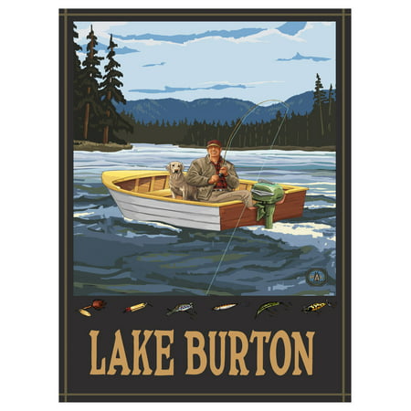 Lake Burton Georgia Fisherman In Boat Hills Travel Art Print Poster by Paul A. Lanquist (9