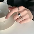thumbnail image 6 of HOOUN 3Pcs/set Round Ring Resizable Opening Fashion Design Women Accessories Ring Gift-silver, 6 of 9