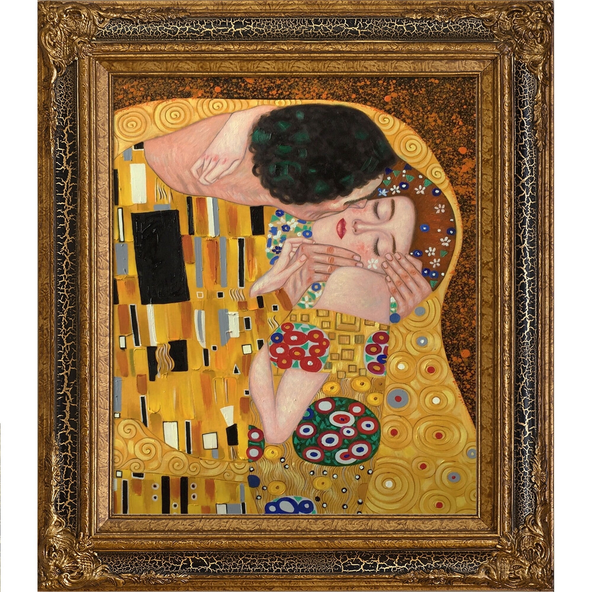 La Pastiche Gustav Klimt 'The Kiss' Hand Painted Oil Reproduction ...
