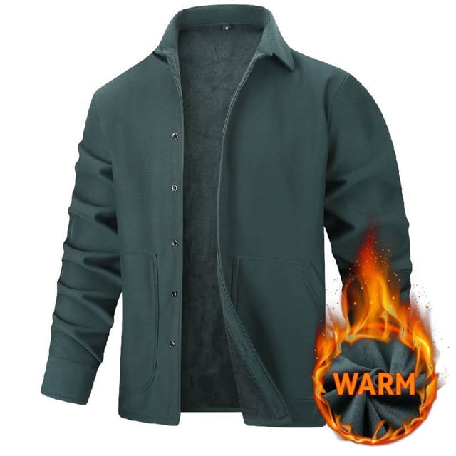 pstuiky camisas de manga larga para hombre, Camisa tipo cárdigan informal de color liso y cálido para hombre, chaqueta, ropa de abrigo, blusa de manga larga con cuello vuelto xl
