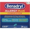 Benadryl Allergy + Congestion, 24 Tablets Each (Pack of 3)