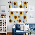 thumbnail image 2 of Pastoral Sunflower Kitchen Curtains Valances and Tiers Set of 3 White Blue Striped Pastoral Flower Tier Curtains and Valance with Rod Pocket for Small Windows, 27.5"x36", 2 of 9