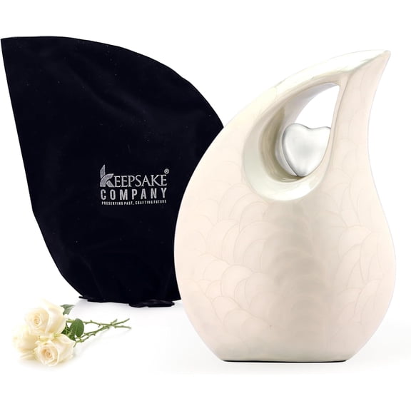 Teardrop Urn with Heart for Human Ashes Male - Urns for Adult Men and Women - Cremation Urns for Ash, Funeral/Burial Urns, Decorative and Keepsake ERN, Heart Urn, 2.5 LTR