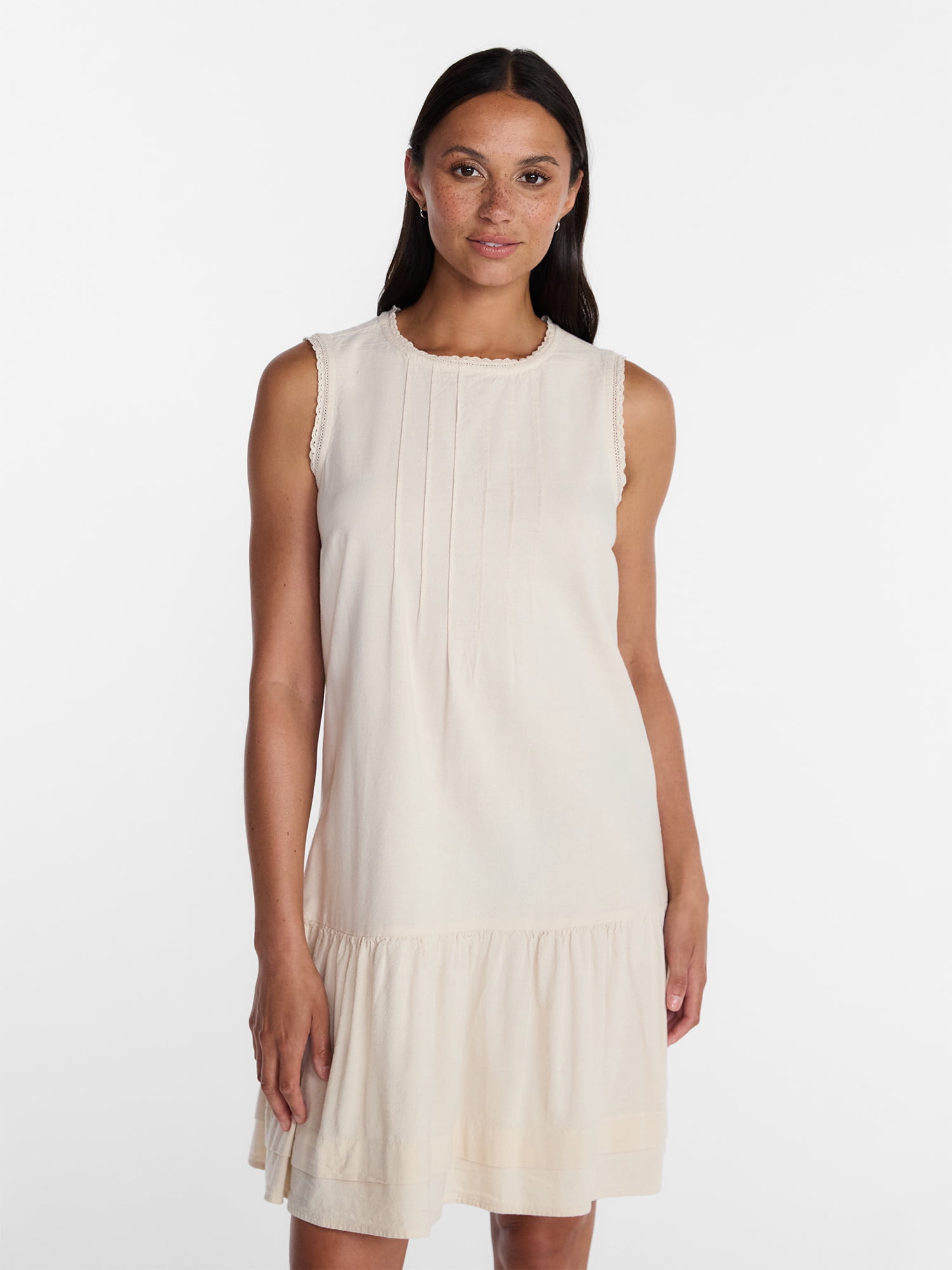 Time and Tru Women's Linen Blend Shift Dress, Sizes XS-XXXL