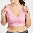 thumbnail image 5 of Women Pure Color Plus Size Ultra-Thin Large Bra Sports Bra Full Bra Cup Tops Comfort Workout Bras Pink XL, 5 of 9