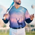 thumbnail image 5 of Zufioo Night Sky Elk Print Men's Baseball Short Sleeve, Moisture Wicking Button-Down Hip Hop Tee-3X-Large, 5 of 7
