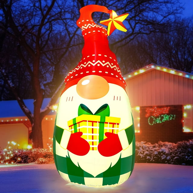 Vaso inflable navideño con forma de gnomo Renbuzhu 150 cm con luz