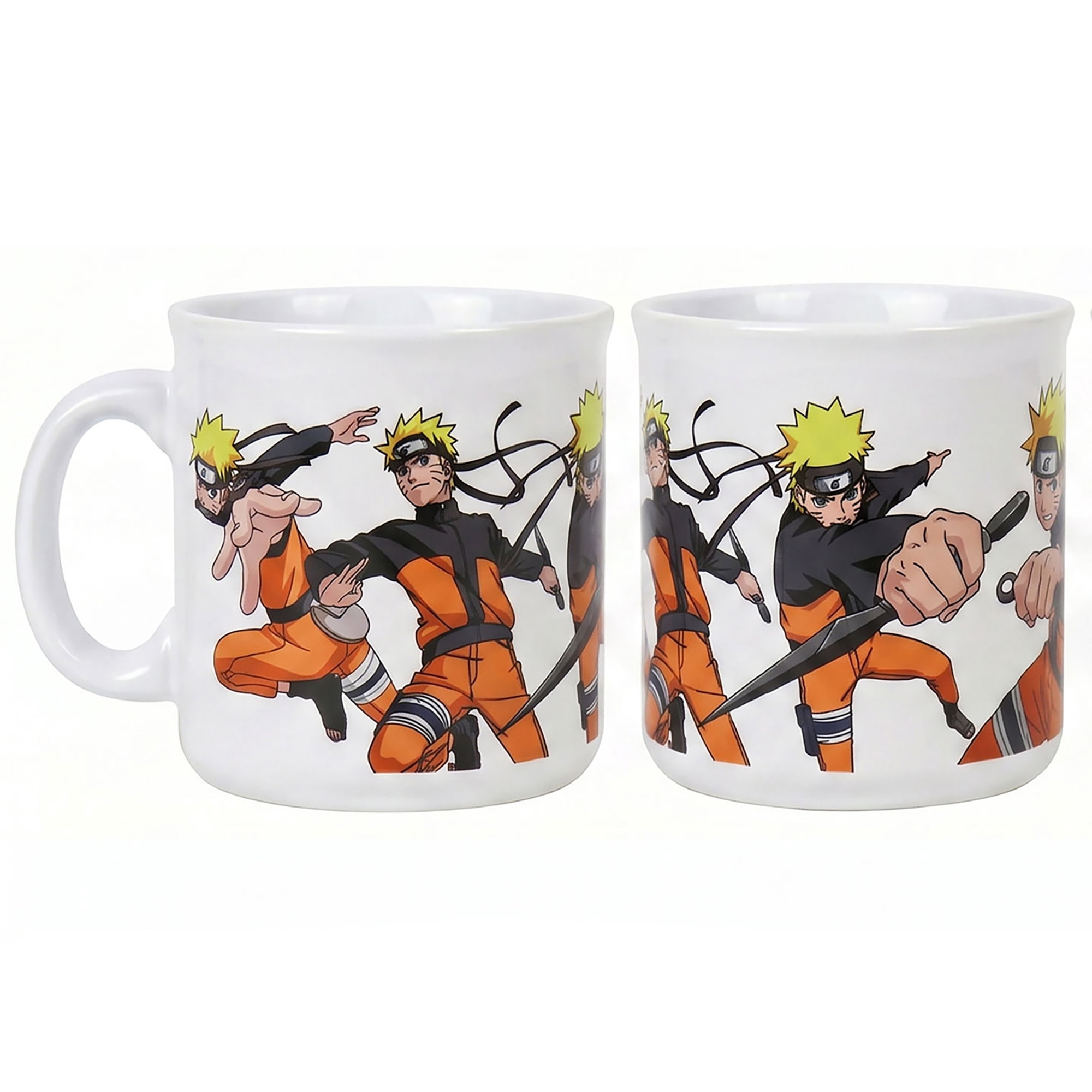 Pyramid America: Naruto Shippuden: Fight Action - 20oz Ceramic Camper Mug - Coffee Tea Cup, Microwave-Dishwasher Safe, Anime Fan Collectible, Licensed