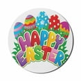 thumbnail image 1 of Easter Mouse Pad for Computers, Cartoon Style Ornamental Eggs Polka Dots Flowers and Stripes Happy Words, Round Non-Slip Thick Rubber Modern Gaming Mousepad, 8" Round, Multicolor, by Ambesonne, 1 of 2