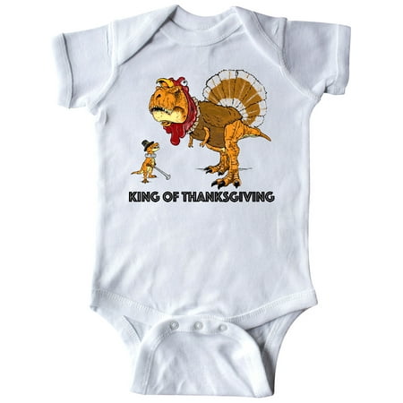

Inktastic King of Thanksgiving T-Rex Turkey and Pilgrim in Orange Gift Baby Boy or Baby Girl Bodysuit