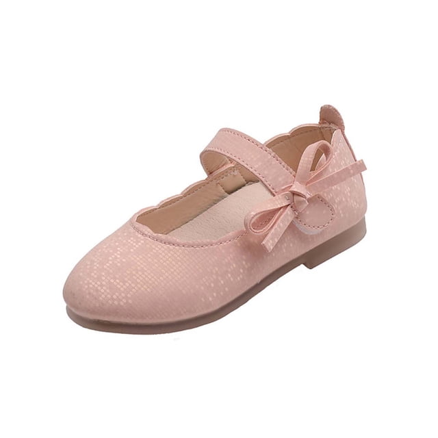 Leather Wipes for Shoes Fashionable and Versatile Leather Shoes for Middle and Large Children Solid Color Bow Flat Soft Sole Princess Sandals Flat Dress Shoes