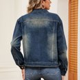 thumbnail image 5 of Leesechin Denim Jackets for Women Denim Jacket Long Sleeve Slimming Cardigan Pocket Coat Tops, 5 of 8